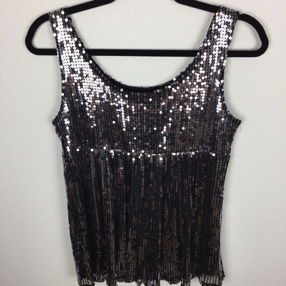 WD.NY Glittering Black and Silver Sequin Tank Top